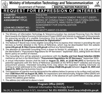 Ministry of Information Technology & Telecommunication Islamabad Tender Notice